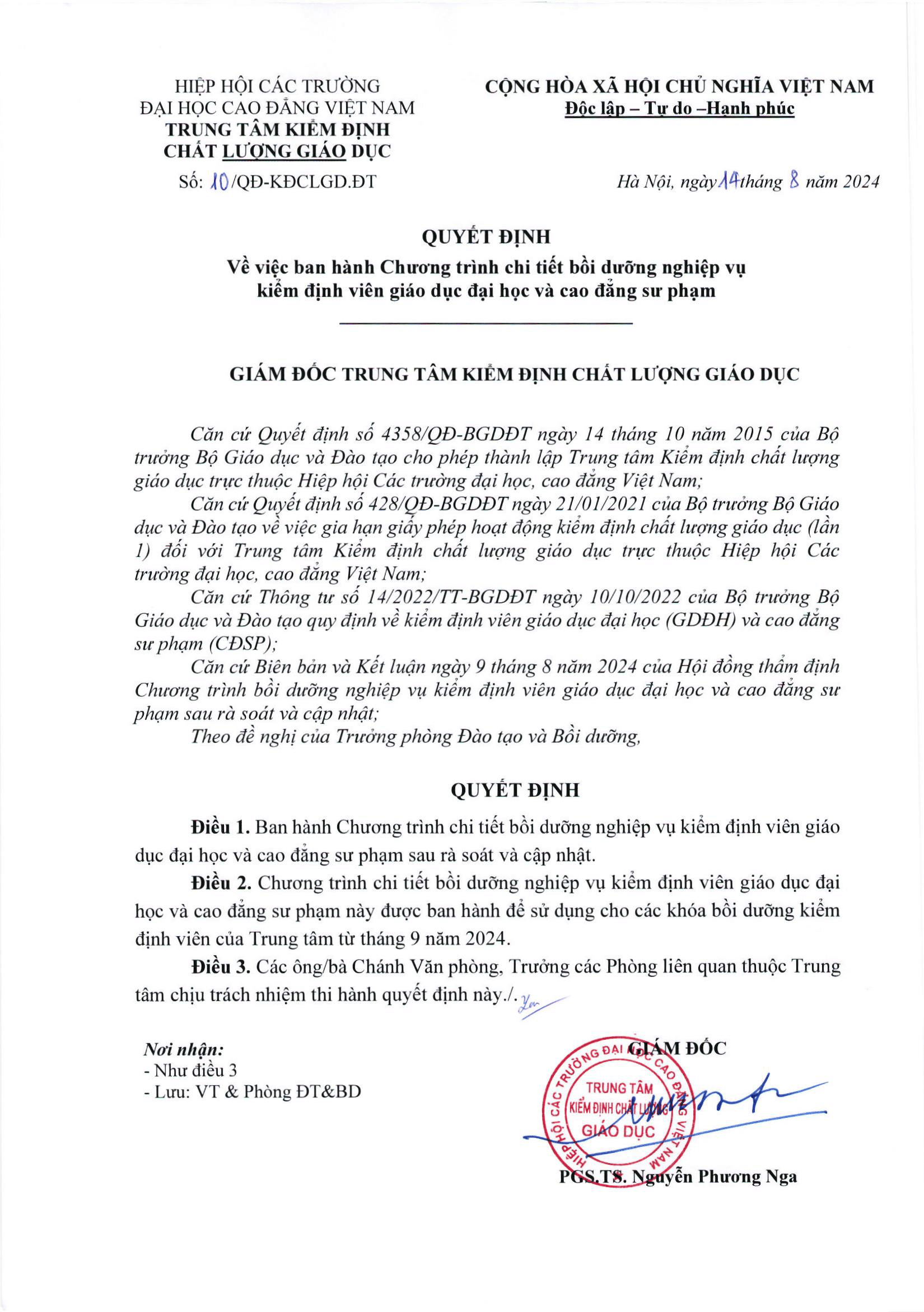 CHƯƠNG TRÌNH CHI TIẾT BAN HÀNH NGÀY 14 THÁNG 8 NĂM 2024